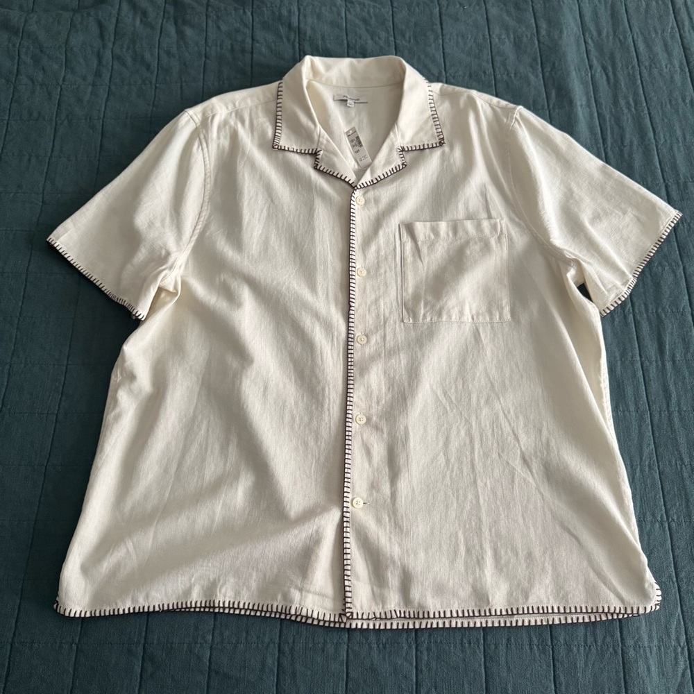 Madewell Blanket Stitch Short-Sleeve Shirt Size XXL NWT